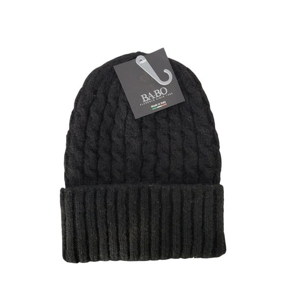 Creazioni‎ Ba-Bo Florence Made In Italy Black Pull-on Knit Hat Beanie New - Picture 6 of 6
